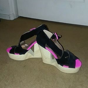 Black and pink high heels